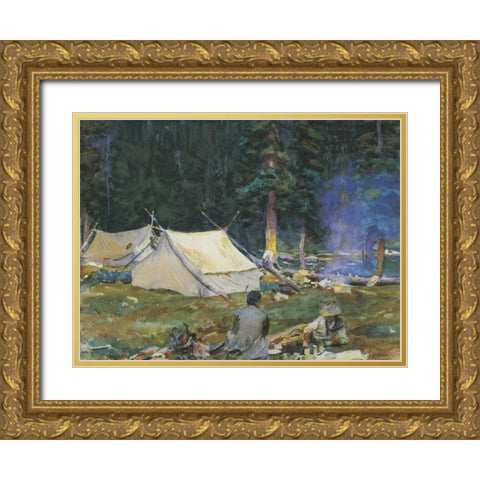 Camping at Lake OHara, 1916 Gold Ornate Wood Framed Art Print with Double Matting by Sargent, John Singer
