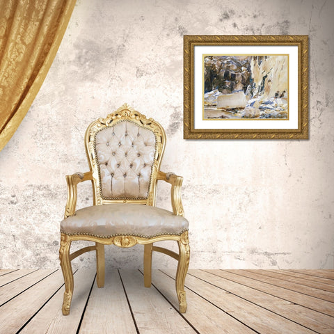 Carrara, in a Quarry, 1911 Gold Ornate Wood Framed Art Print with Double Matting by Sargent, John Singer