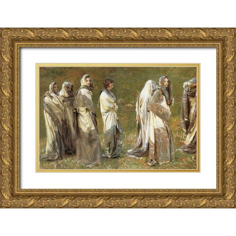 Cashmere 1908 Gold Ornate Wood Framed Art Print with Double Matting by Sargent, John Singer