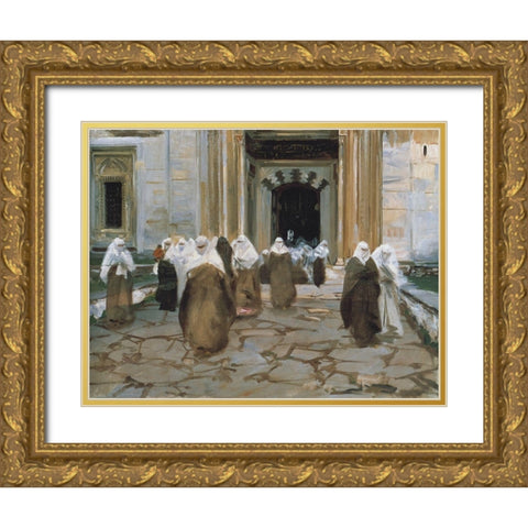 Door of a Mosque, 1891 Gold Ornate Wood Framed Art Print with Double Matting by Sargent, John Singer