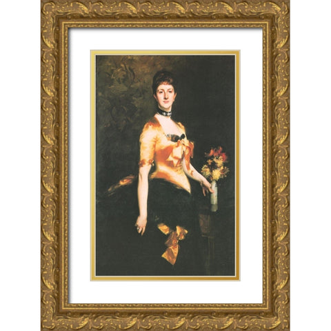 Edith Lady Playfair, nÃ©e Edith Russell, 1884 Gold Ornate Wood Framed Art Print with Double Matting by Sargent, John Singer