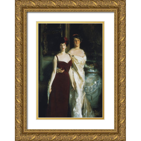 Ena and Betty, Daughters of Asher and Mrs. Wertheimer Gold Ornate Wood Framed Art Print with Double Matting by Sargent, John Singer