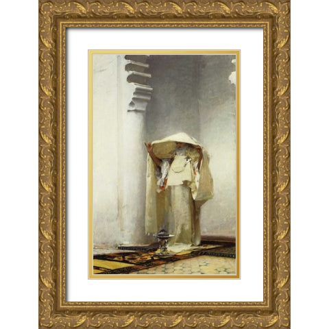 Fumee dAmbre Gris Gold Ornate Wood Framed Art Print with Double Matting by Sargent, John Singer