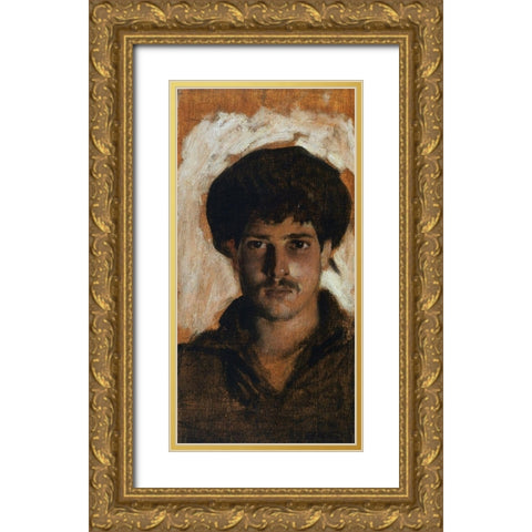 Head of a Young Man, 1878 Gold Ornate Wood Framed Art Print with Double Matting by Sargent, John Singer