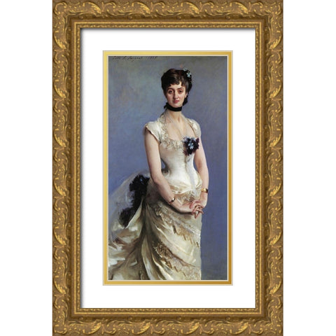 Madame Paul Poirson 1885 Gold Ornate Wood Framed Art Print with Double Matting by Sargent, John Singer