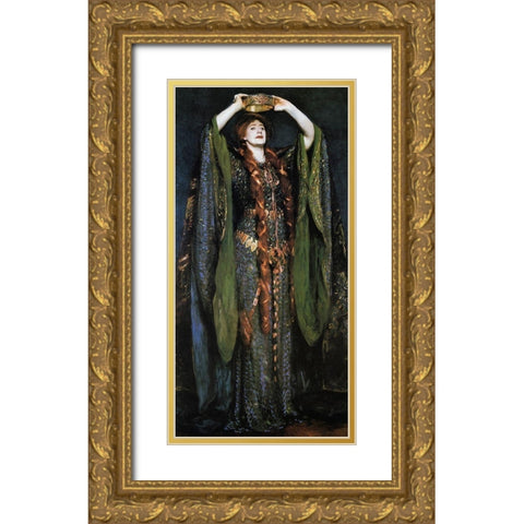 Miss Ellen Terry as Lady Macbeth Gold Ornate Wood Framed Art Print with Double Matting by Sargent, John Singer