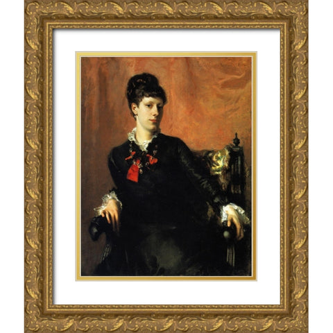 Miss Frances Sherborne Ridley Watts Gold Ornate Wood Framed Art Print with Double Matting by Sargent, John Singer
