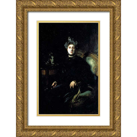 Mrs Wertheimer 1904 Gold Ornate Wood Framed Art Print with Double Matting by Sargent, John Singer