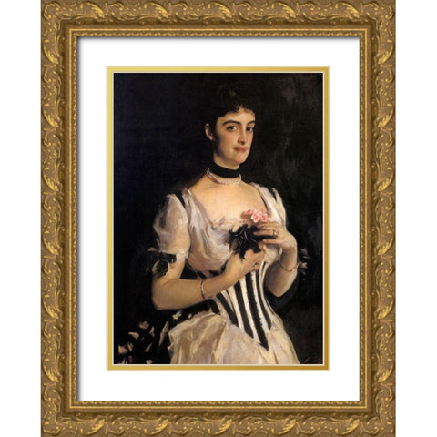 Mrs William Phipps 1884 Gold Ornate Wood Framed Art Print with Double Matting by Sargent, John Singer