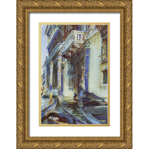 On the Grand Canal Gold Ornate Wood Framed Art Print with Double Matting by Sargent, John Singer