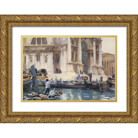 On the Steps of the Salute, 1906 Gold Ornate Wood Framed Art Print with Double Matting by Sargent, John Singer