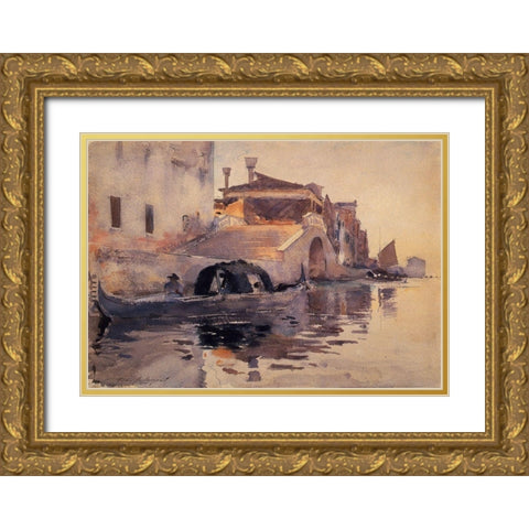 Ponte Panada Fondamenta Nuove, 1880-81 Gold Ornate Wood Framed Art Print with Double Matting by Sargent, John Singer
