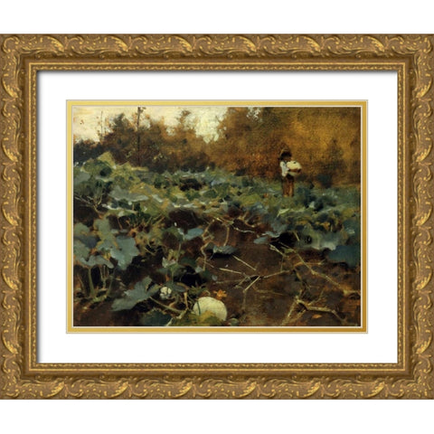 Pumpkins 1878-80 Gold Ornate Wood Framed Art Print with Double Matting by Sargent, John Singer