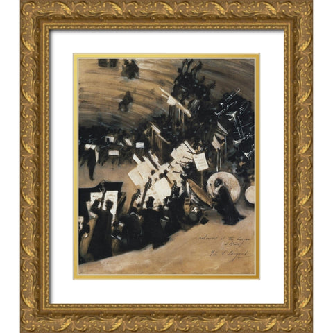 Rehearsal of the Pas de Loup Orchestra Gold Ornate Wood Framed Art Print with Double Matting by Sargent, John Singer