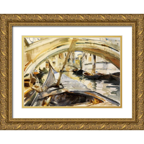 Rio di Santa Maria Formosa, Venice, 1902-04 Gold Ornate Wood Framed Art Print with Double Matting by Sargent, John Singer