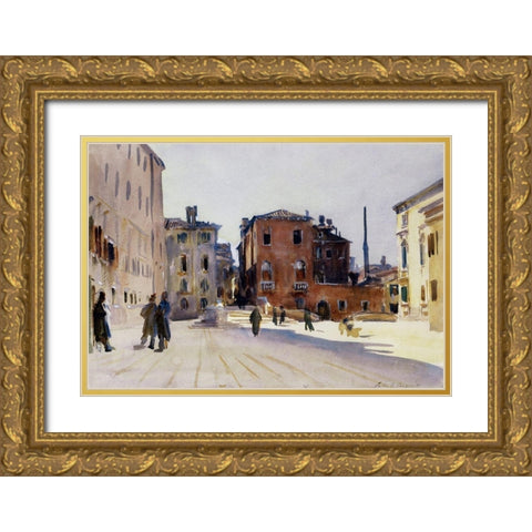 Santa Maria del Carmelo and the Scuola Grande dei Carmini, 1910 Gold Ornate Wood Framed Art Print with Double Matting by Sargent, John Singer