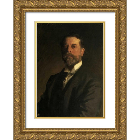 Self Portrait Gold Ornate Wood Framed Art Print with Double Matting by Sargent, John Singer