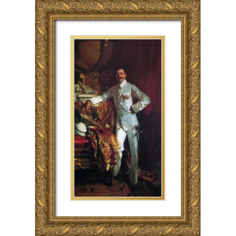 Sir Frank Swettenham Gold Ornate Wood Framed Art Print with Double Matting by Sargent, John Singer
