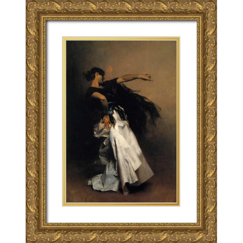 Spanish Dancer 1880-81 Gold Ornate Wood Framed Art Print with Double Matting by Sargent, John Singer