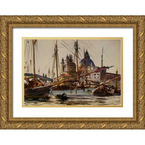 The Church of Santa Maria della Salute from Giudecca, 1904-09 Gold Ornate Wood Framed Art Print with Double Matting by Sargent, John Singer