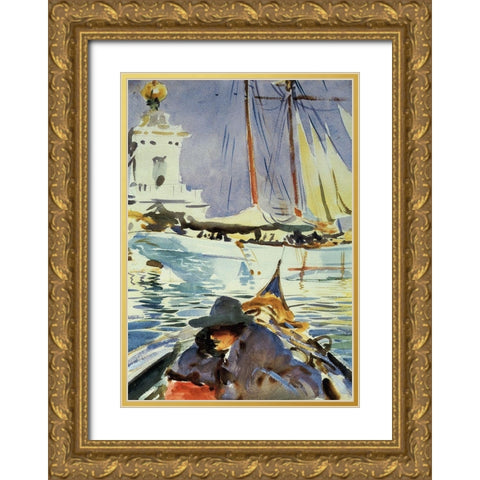 The Grand Canal, Venice, 1909-11 Gold Ornate Wood Framed Art Print with Double Matting by Sargent, John Singer