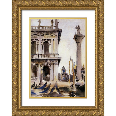 The Libreria, 1904 Gold Ornate Wood Framed Art Print with Double Matting by Sargent, John Singer