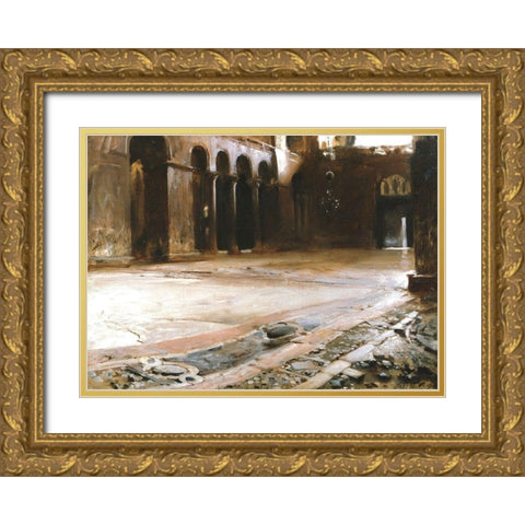 The Pavement of Saint Marks, 1898 Gold Ornate Wood Framed Art Print with Double Matting by Sargent, John Singer