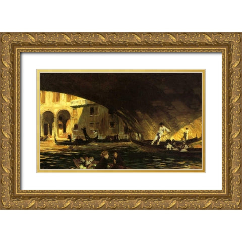 The Rialto, Venice, 1911 Gold Ornate Wood Framed Art Print with Double Matting by Sargent, John Singer