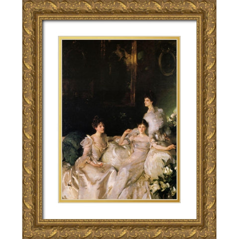 The Wyndham Sisters Gold Ornate Wood Framed Art Print with Double Matting by Sargent, John Singer