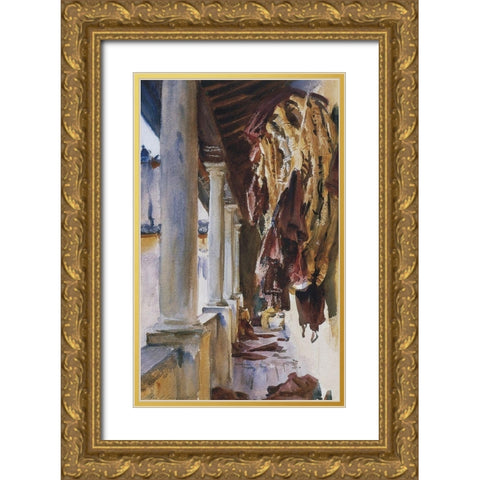 Torre Galli Wine Bags, 1910 Gold Ornate Wood Framed Art Print with Double Matting by Sargent, John Singer