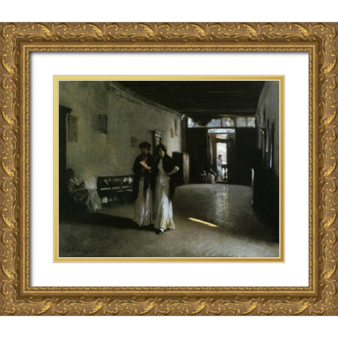 Venetian Interior, 1880 Gold Ornate Wood Framed Art Print with Double Matting by Sargent, John Singer