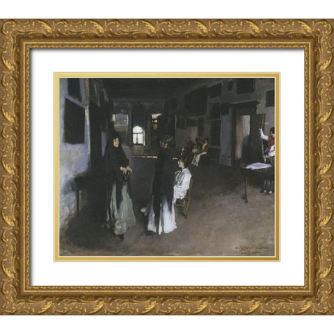 Venetian Interior, 1880 Gold Ornate Wood Framed Art Print with Double Matting by Sargent, John Singer