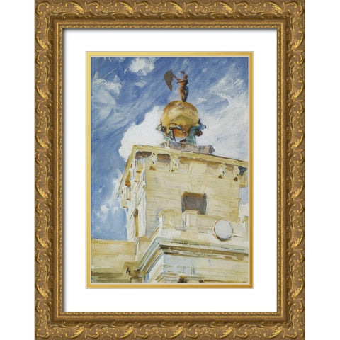 Venice La Dogana 1906 Gold Ornate Wood Framed Art Print with Double Matting by Sargent, John Singer