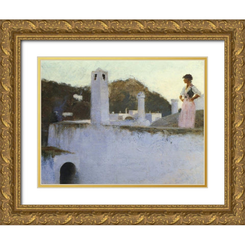 View of Capri, 1878 Gold Ornate Wood Framed Art Print with Double Matting by Sargent, John Singer