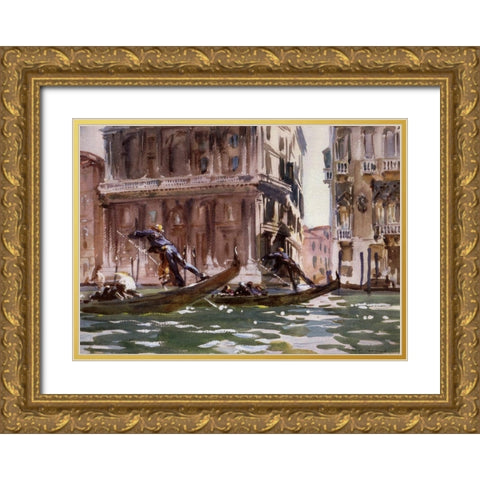 Vue de Venise, 1902-04 Gold Ornate Wood Framed Art Print with Double Matting by Sargent, John Singer