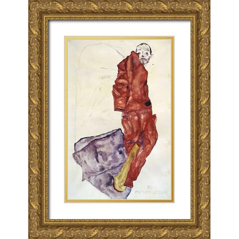 Hindering The Artist Is A Crime, It Is Murdering Life In The Bud Gold Ornate Wood Framed Art Print with Double Matting by Schiele, Egon