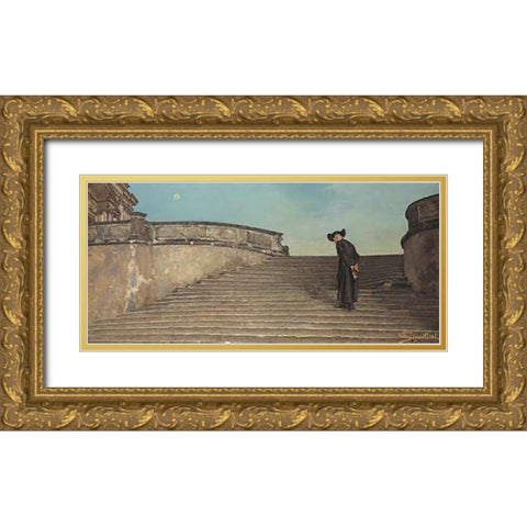 Early Mass Gold Ornate Wood Framed Art Print with Double Matting by Segantini, Giovanni
