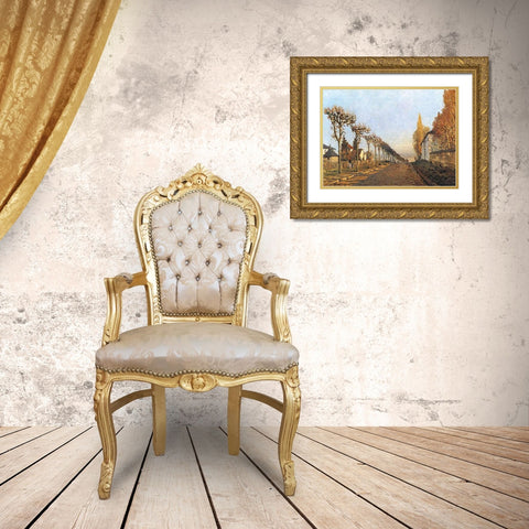 Chemin de la Machine, Louveciennes Gold Ornate Wood Framed Art Print with Double Matting by Sisley, Alfred