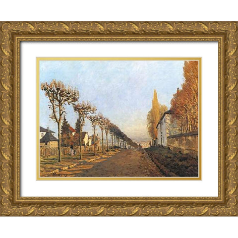 Chemin de la Machine, Louveciennes Gold Ornate Wood Framed Art Print with Double Matting by Sisley, Alfred