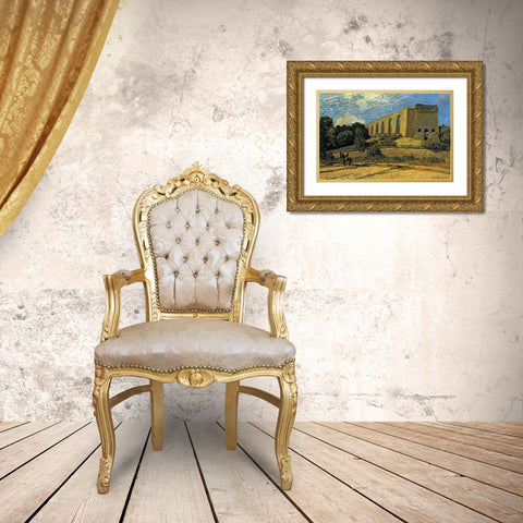 The Aquaduct At Marly Gold Ornate Wood Framed Art Print with Double Matting by Sisley, Alfred