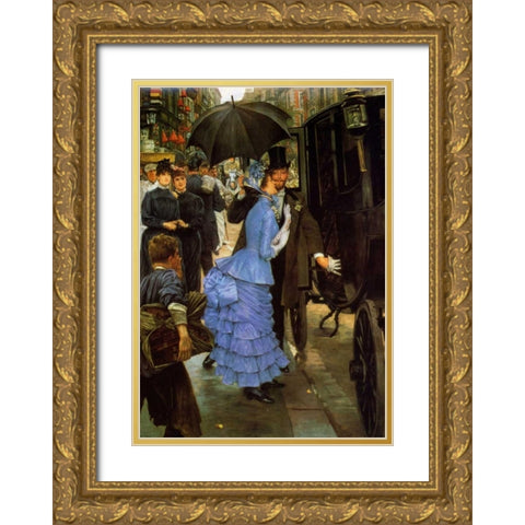 Bridemaid Gold Ornate Wood Framed Art Print with Double Matting by Tissot, James Jacques