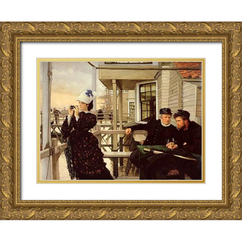 Captains Daughter Gold Ornate Wood Framed Art Print with Double Matting by Tissot, James