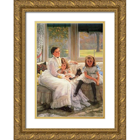 Chapple Gill Family Lower Lea Woolton Gold Ornate Wood Framed Art Print with Double Matting by Tissot, James
