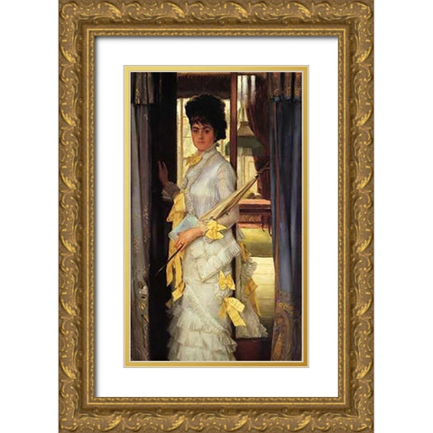 Miss Lloyd Gold Ornate Wood Framed Art Print with Double Matting by Tissot, James