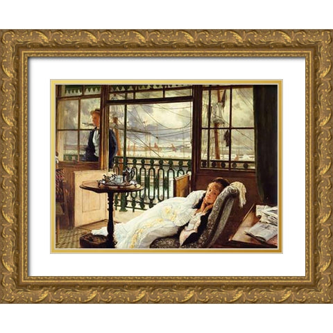 Passing Storm Gold Ornate Wood Framed Art Print with Double Matting by Tissot, James