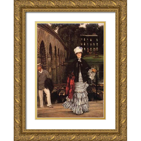 Return From Boating Trip Gold Ornate Wood Framed Art Print with Double Matting by Tissot, James