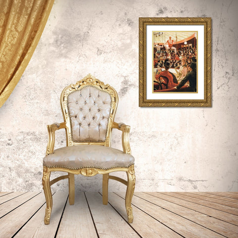 Sporting Women Gold Ornate Wood Framed Art Print with Double Matting by Tissot, James