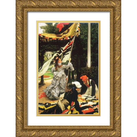 Still On Top Gold Ornate Wood Framed Art Print with Double Matting by Tissot, James Jacques