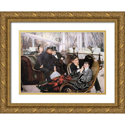 The Last Evening Gold Ornate Wood Framed Art Print with Double Matting by Tissot, James