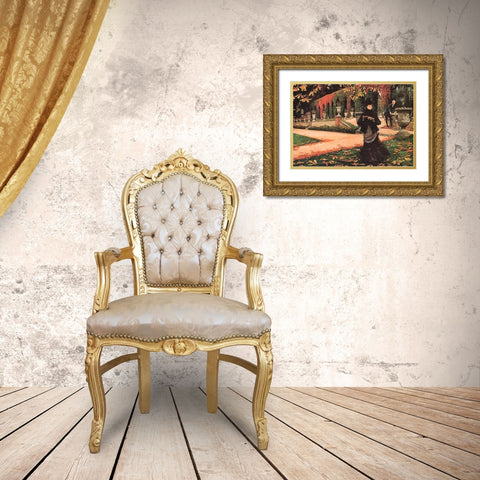 The Letter Gold Ornate Wood Framed Art Print with Double Matting by Tissot, James
